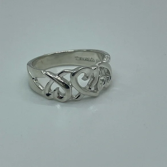 Tiffany & Co. Paloma Picasso Silver Triple Loving Heart Band Ring - Picture 10 of 10